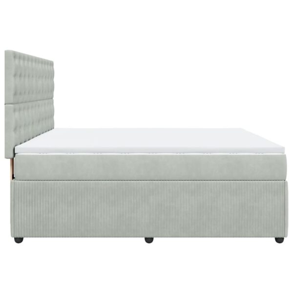 Cama com molas/colchão 180x200 cm veludo cinzento-claro - Image 4