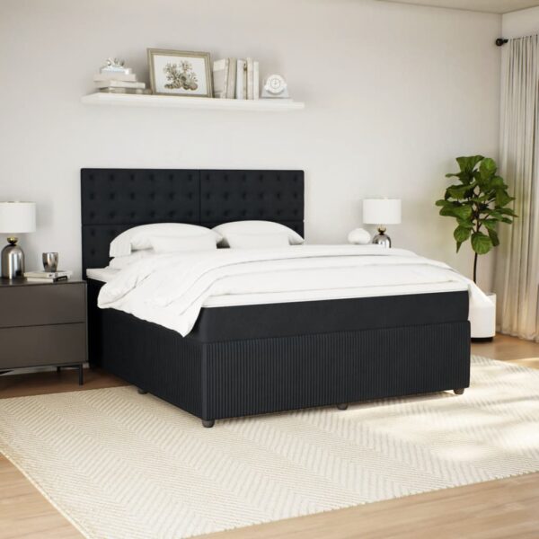 Cama com molas/colchão 180x200 cm veludo preto - Image 2