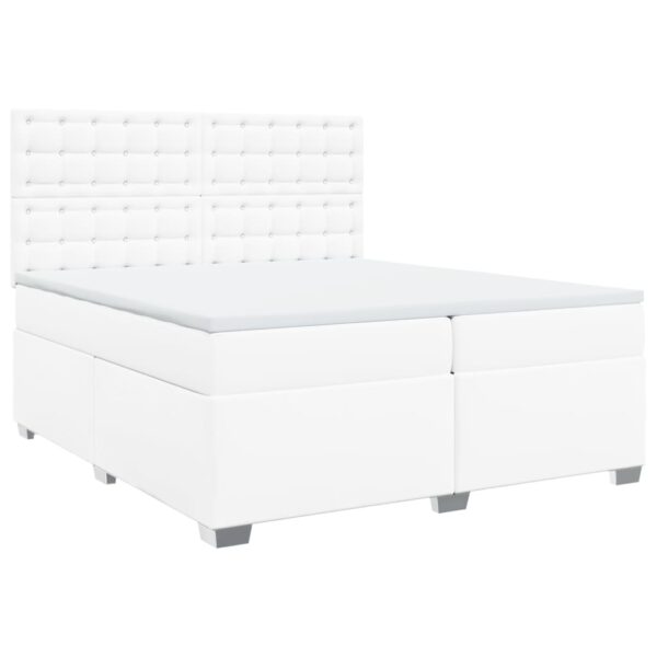 Cama com molas/colchão 200x200 cm couro artificial branco - Image 2