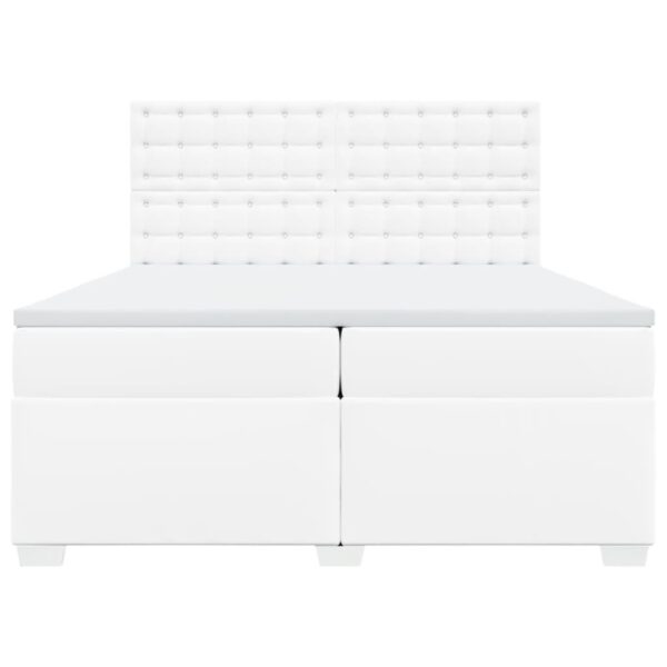Cama com molas/colchão 200x200 cm couro artificial branco - Image 5