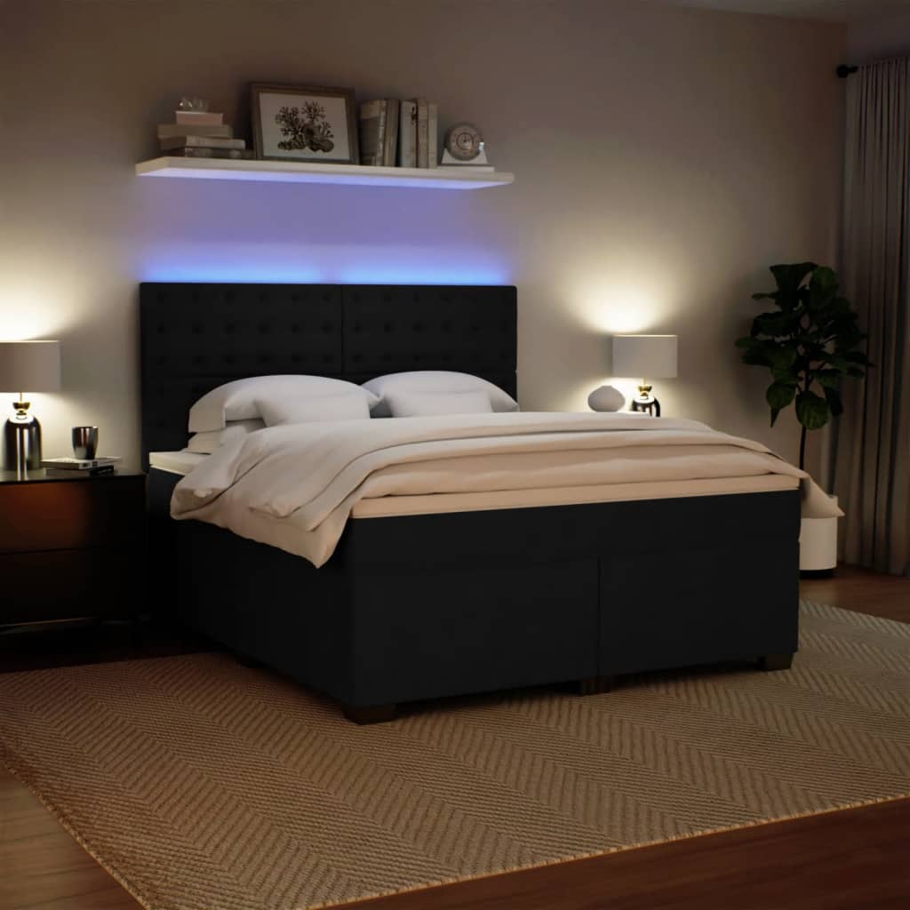 Cama com molas/colchão 180x200 cm veludo preto - Image 3