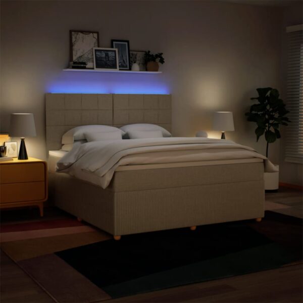 Cama com molas/colchão 180x200 cm tecido cor creme - Image 3