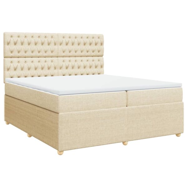 Cama com molas/colchão 200x200 cm tecido cor creme - Image 2