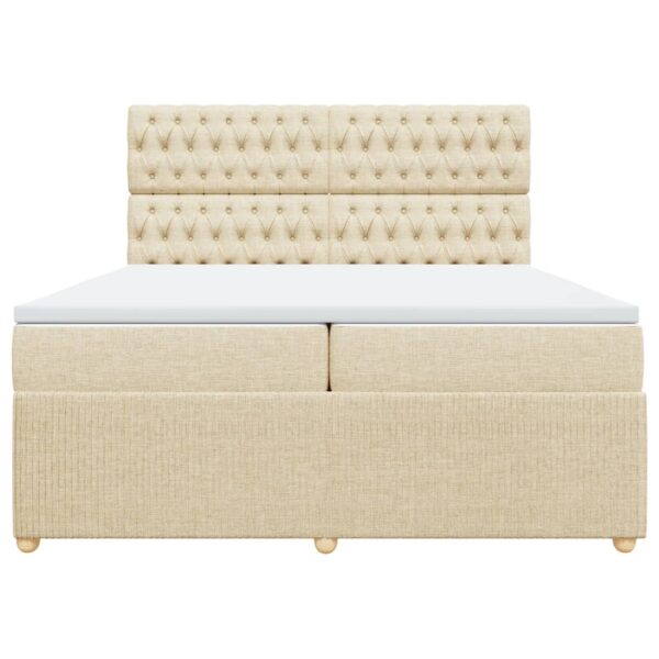 Cama com molas/colchão 200x200 cm tecido cor creme - Image 5