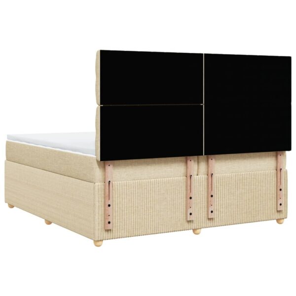 Cama com molas/colchão 200x200 cm tecido cor creme - Image 7