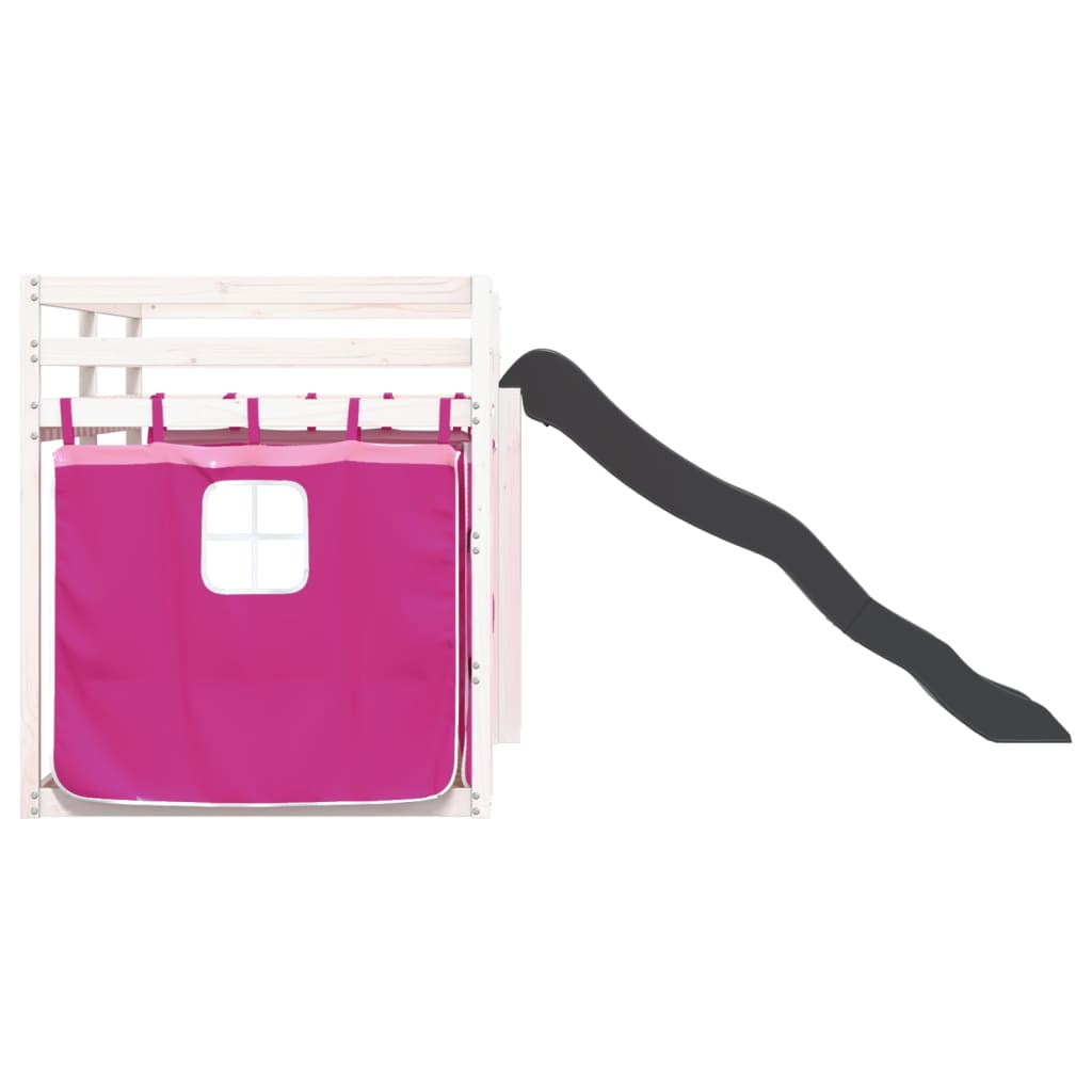 Beliche com escorrega e cortinas 90x190 cm rosa - Image 8