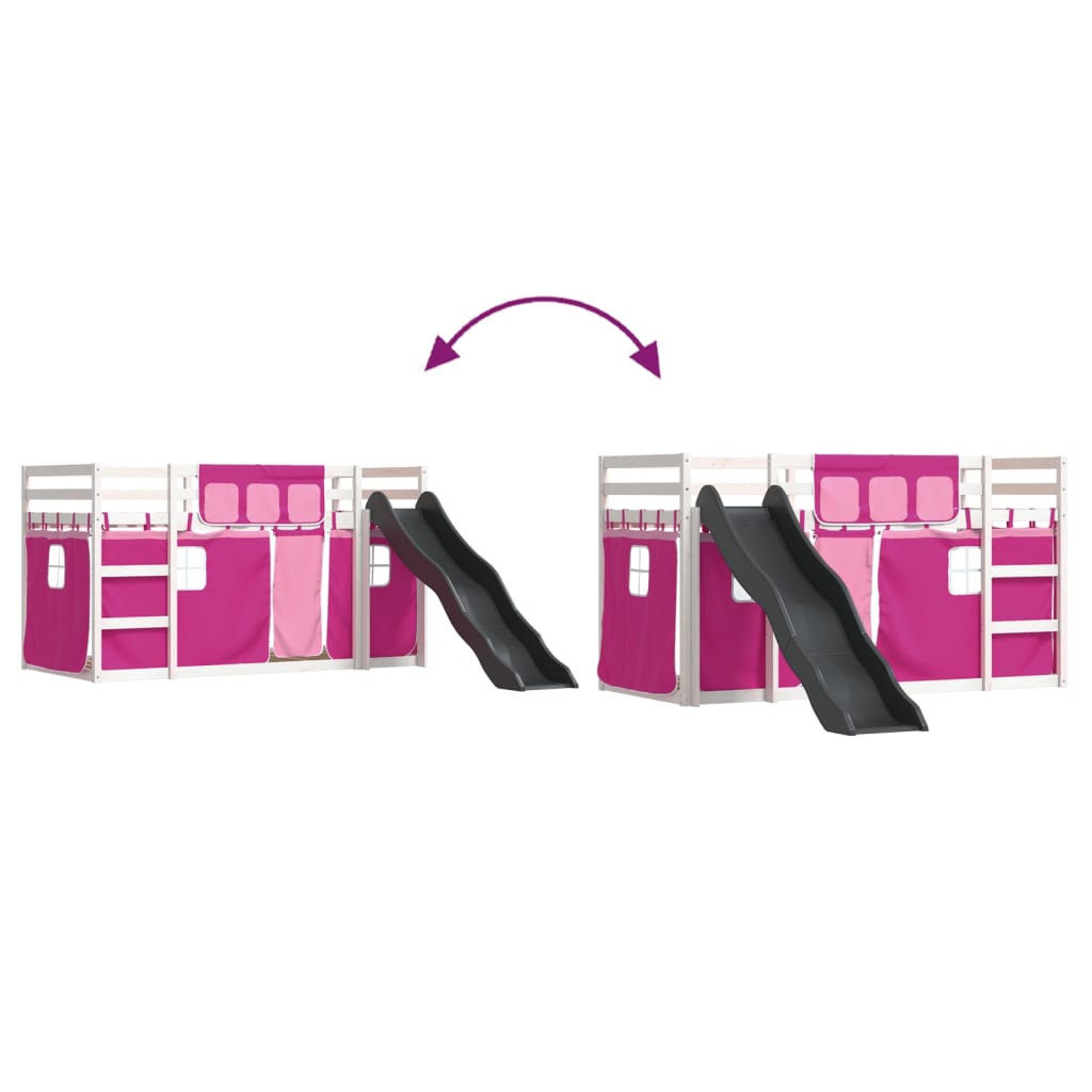 Beliche com escorrega e cortinas 90x190 cm rosa - Image 10