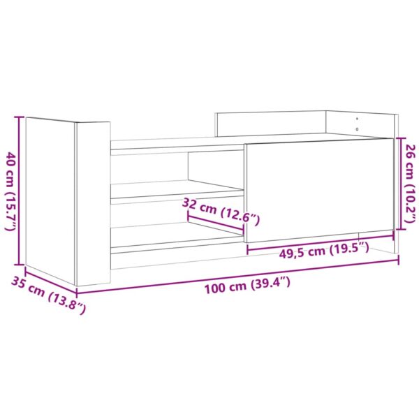 Móvel de TV 100x35x40 cm derivados de madeira cinzento sonoma - Image 10