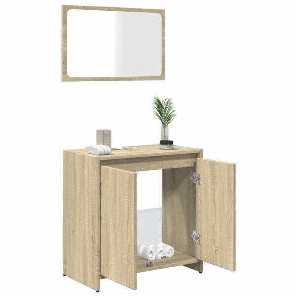2 pcs conj. móveis casa banho derivados madeira carvalho sonoma - Image 3
