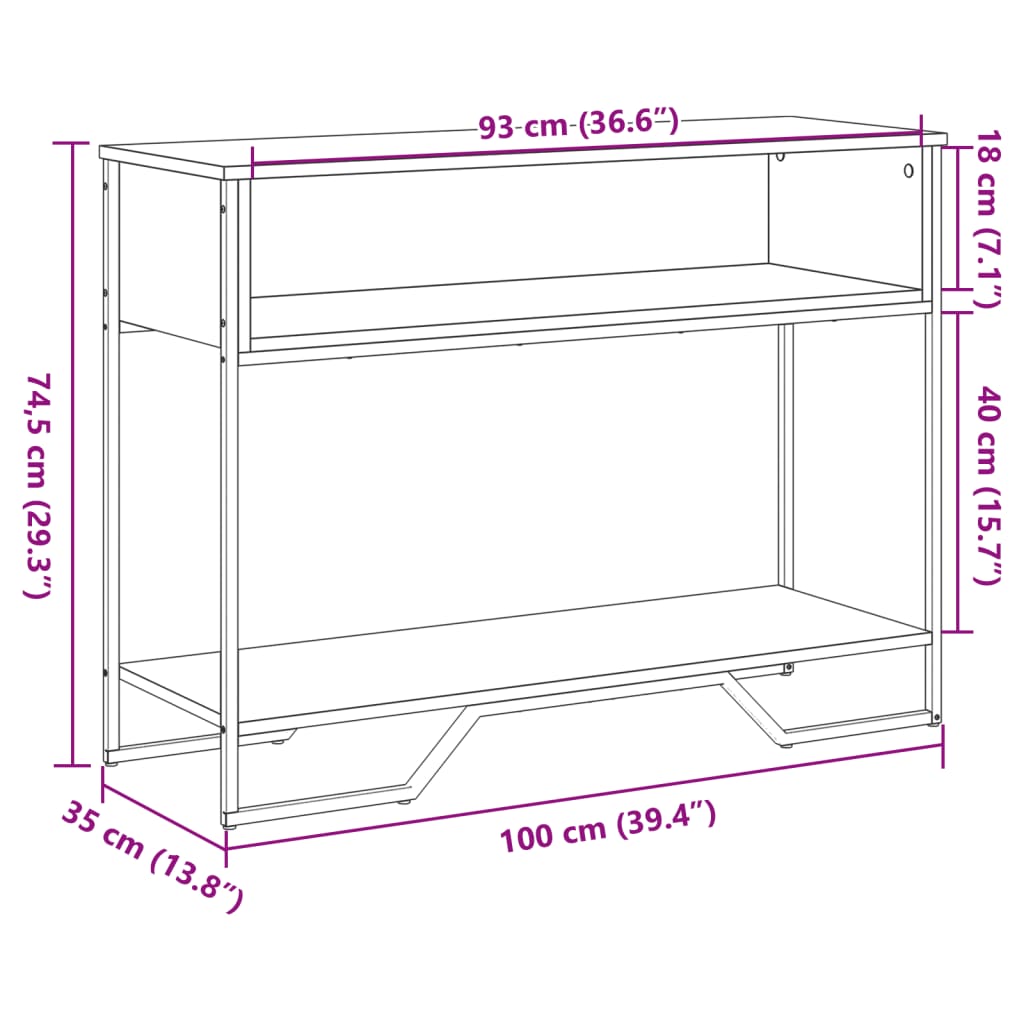 Mesa consola 100x35x74,5cm derivados de madeira carvalho fumado - Image 8