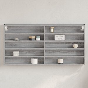 Armário vitrine 100x8,5x50 cm derivados de madeira cinza sonoma