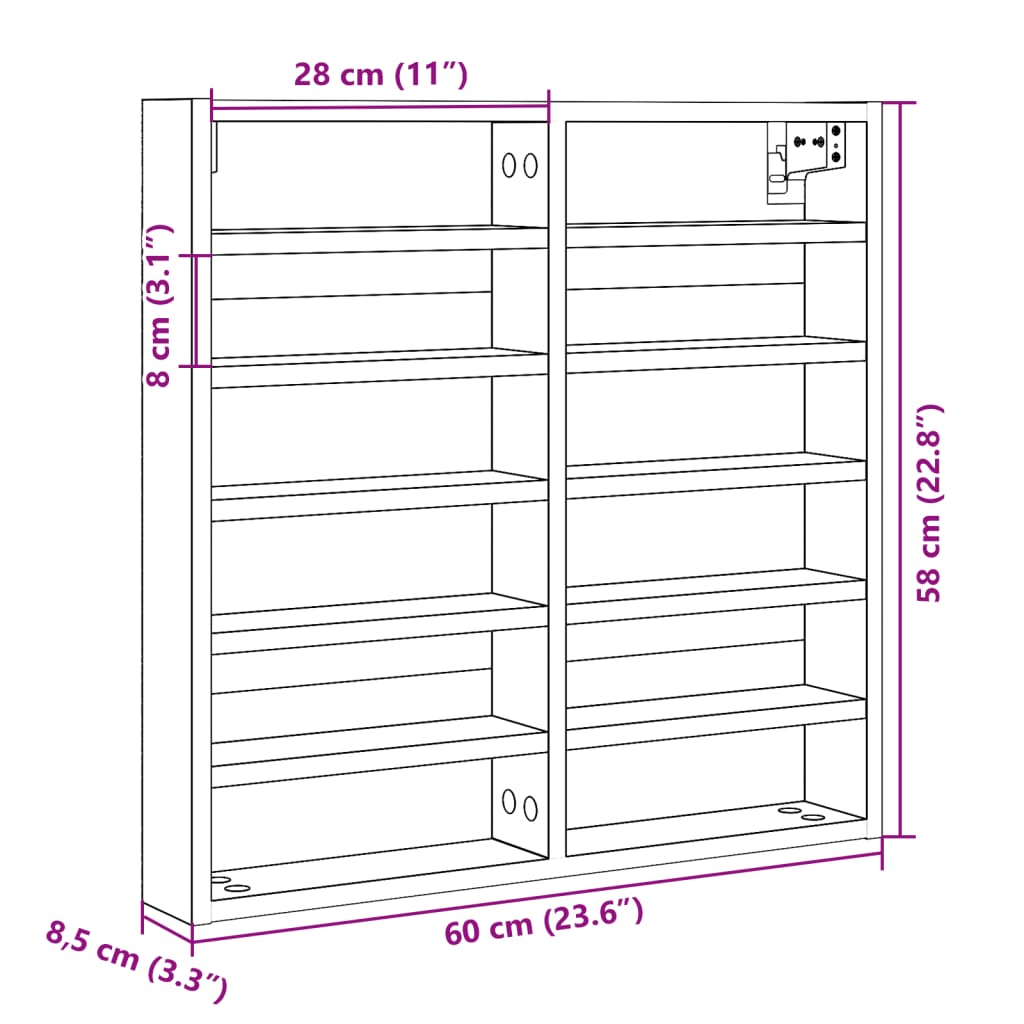 Armário vitrine 60x8,5x58 cm derivados de madeira branco - Image 9