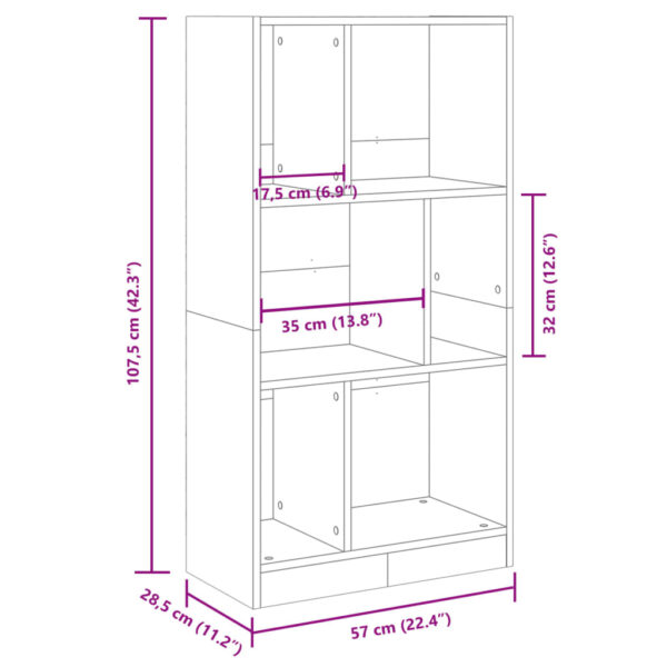 Estante 57x28,5x107,5 cm derivados de madeira cinzento sonoma - Image 8