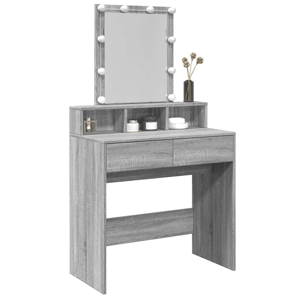 Toucador com LED 80x41x144,5 cm cinzento sonoma - Image 3