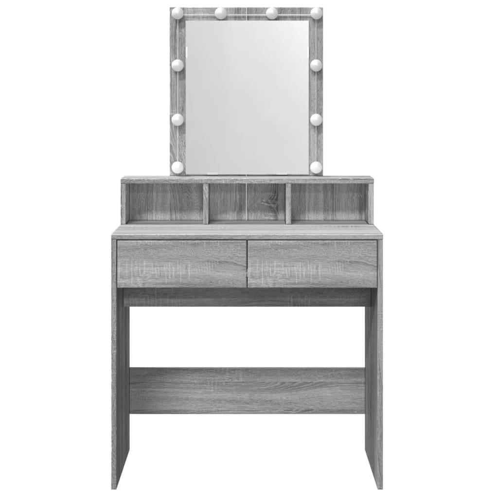 Toucador com LED 80x41x144,5 cm cinzento sonoma - Image 4
