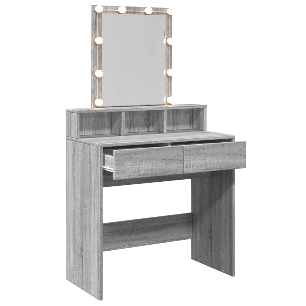 Toucador com LED 80x41x144,5 cm cinzento sonoma - Image 7