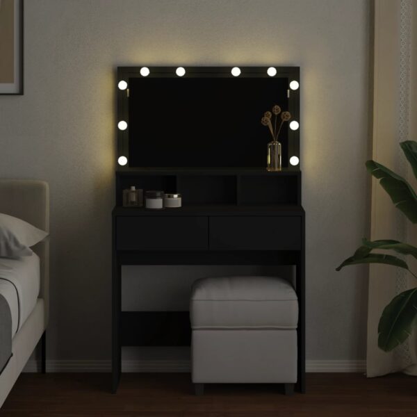 Toucador com LED 80x41x134,5 cm preto - Image 2