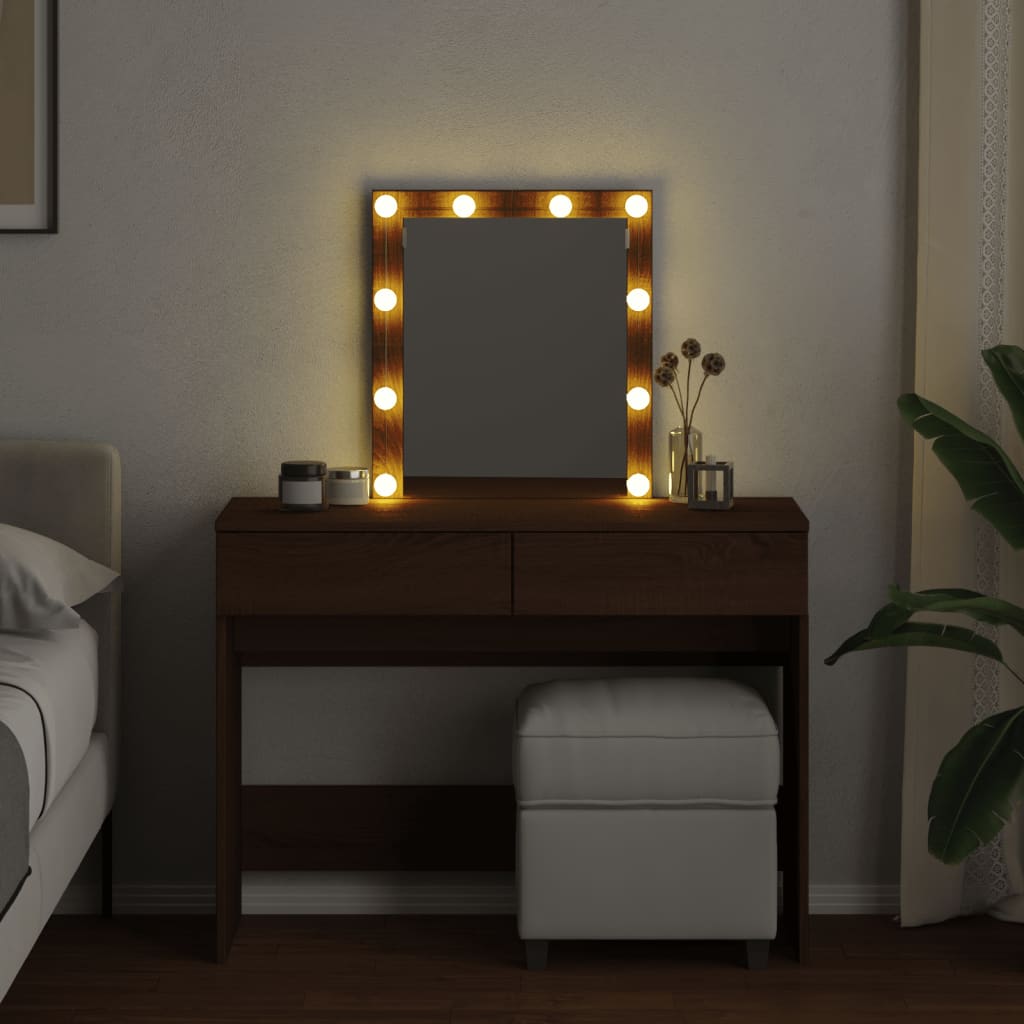 Toucador com LEDs 100x40x130 cm cor carvalho castanho - Image 2
