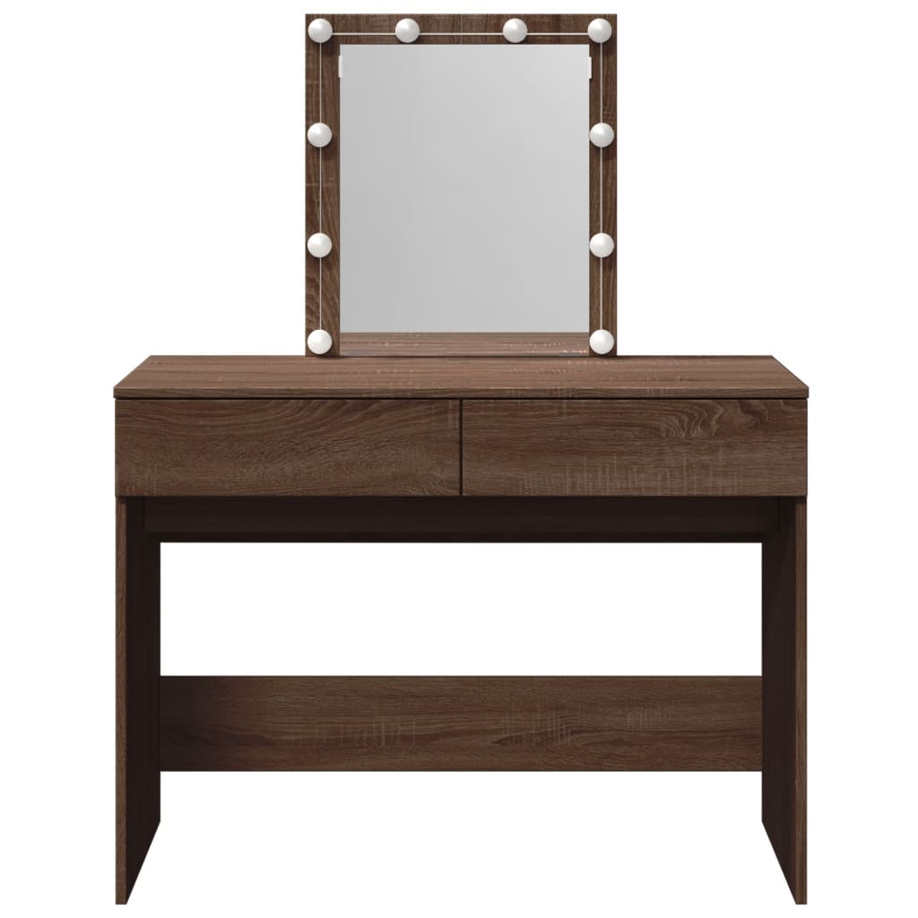 Toucador com LEDs 100x40x130 cm cor carvalho castanho - Image 4