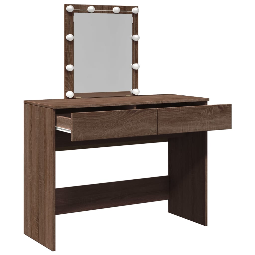 Toucador com LEDs 100x40x130 cm cor carvalho castanho - Image 8