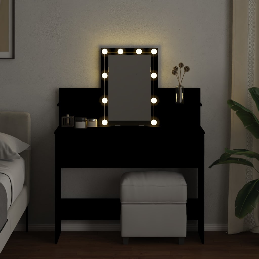 Toucador com luzes LED 100x40x130 cm preto - Image 2
