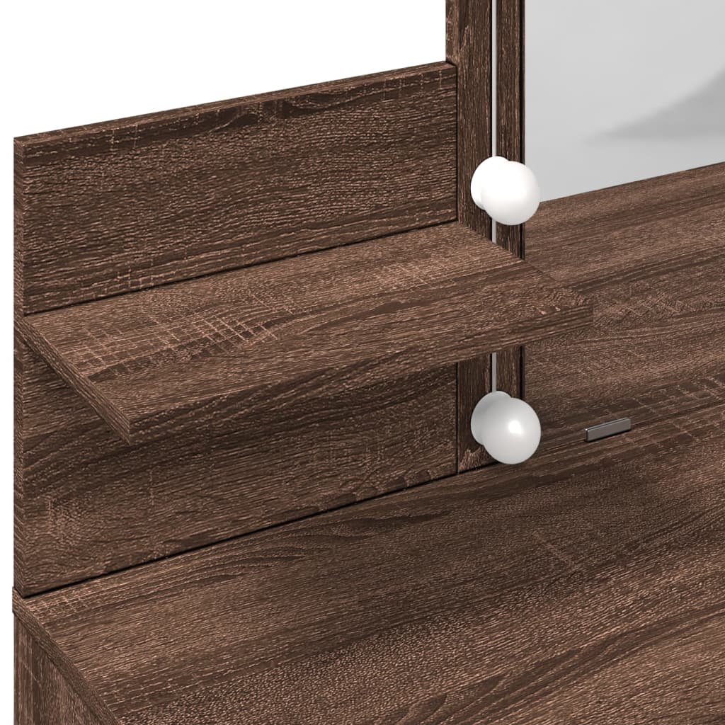 Toucador com LEDs 100x40x130 cm cor carvalho castanho - Image 11