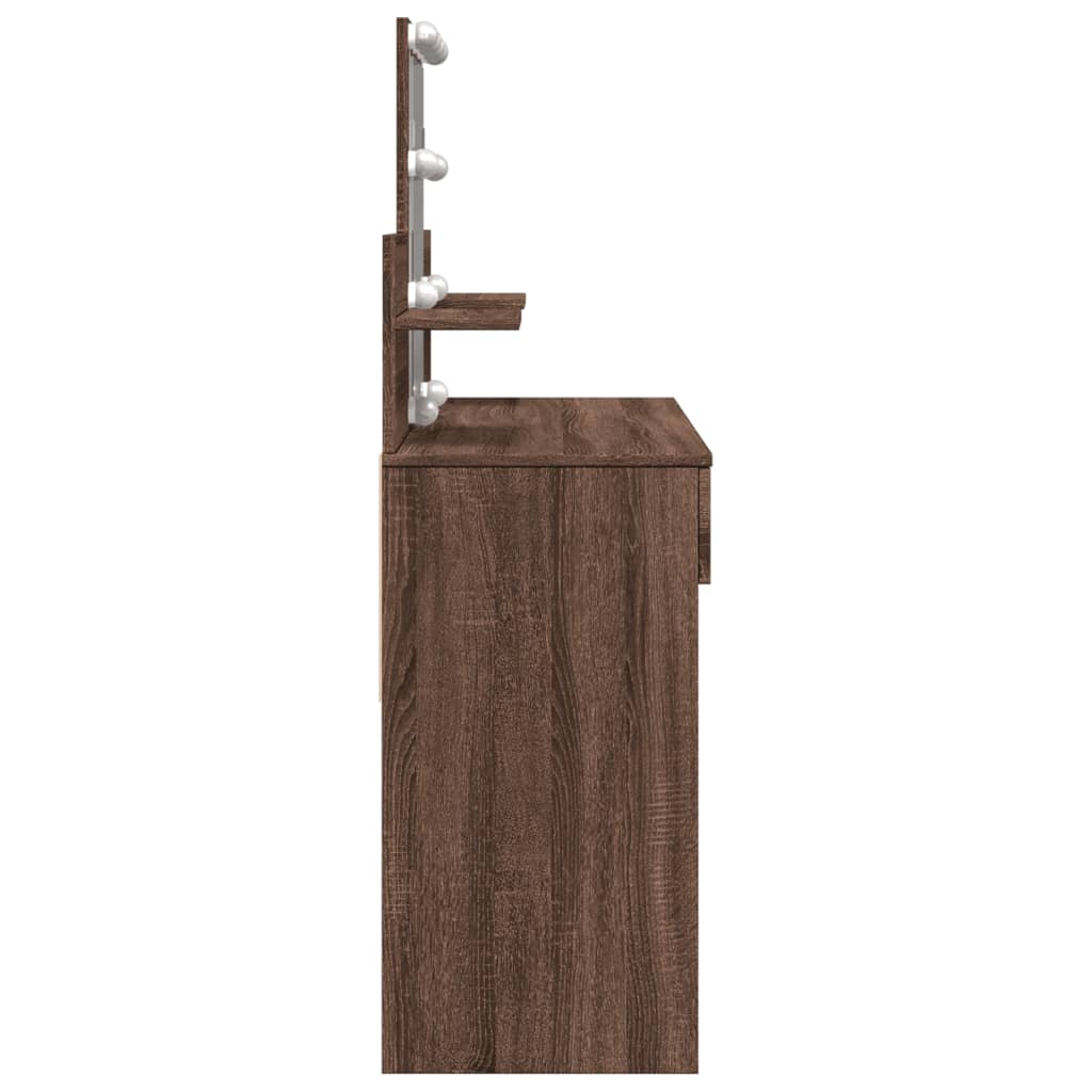 Toucador com LEDs 100x40x130 cm cor carvalho castanho - Image 5