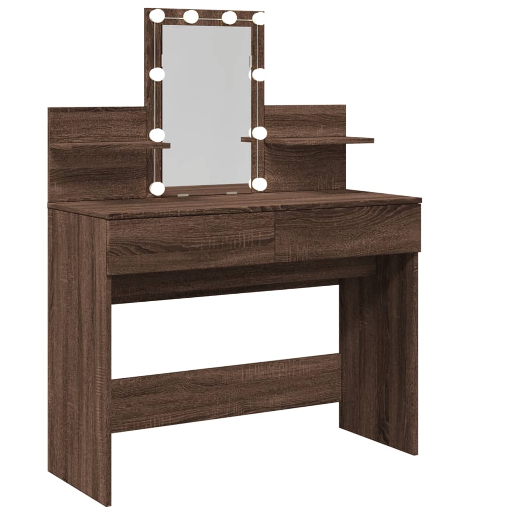 Toucador com LEDs 100x40x130 cm cor carvalho castanho - Image 7