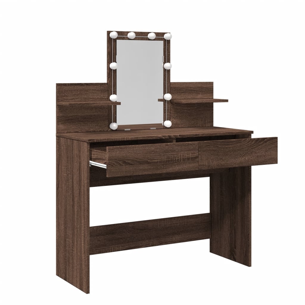Toucador com LEDs 100x40x130 cm cor carvalho castanho - Image 8
