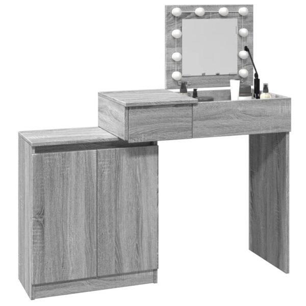 Toucador com LED 115x37x110,5 cm cinzento sonoma - Image 3
