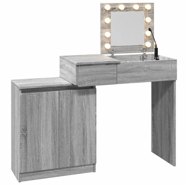 Toucador com LED 115x37x110,5 cm cinzento sonoma - Image 7