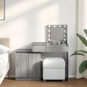 Toucador com LED 115x37x110,5 cm cinzento sonoma