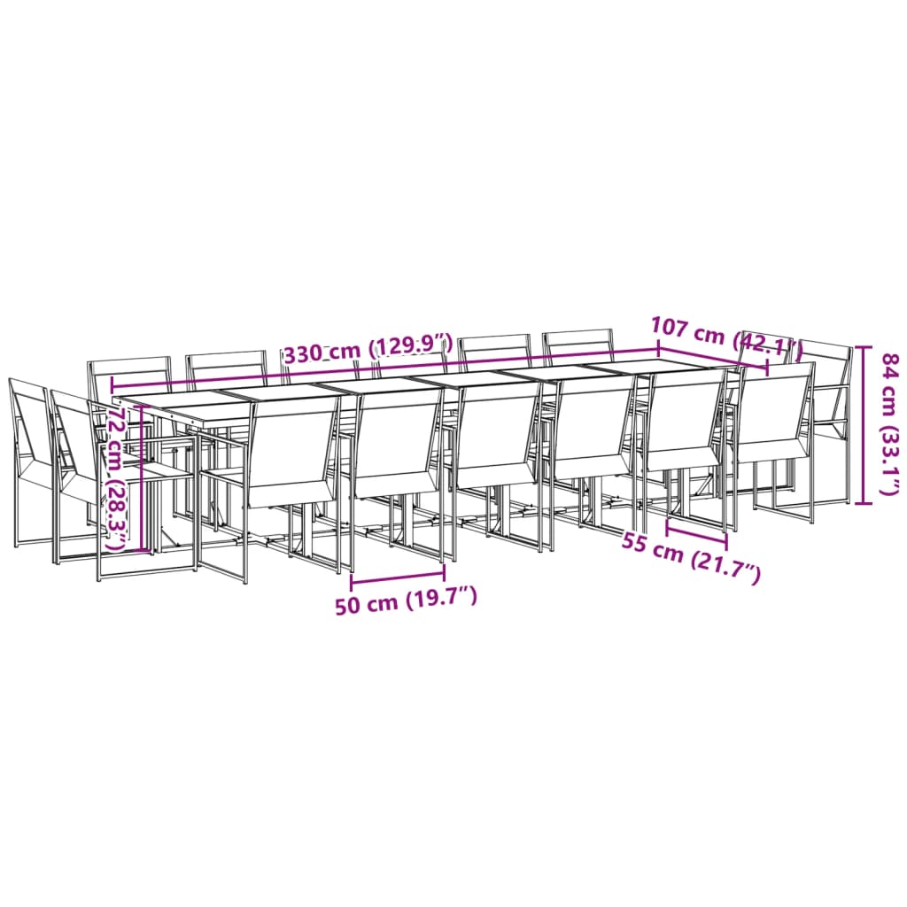 17 pcs conjunto de jantar para jardim textilene preto - Image 7