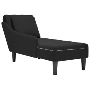 Chaise lounge c/ almofada/apoio de braços direito veludo preto