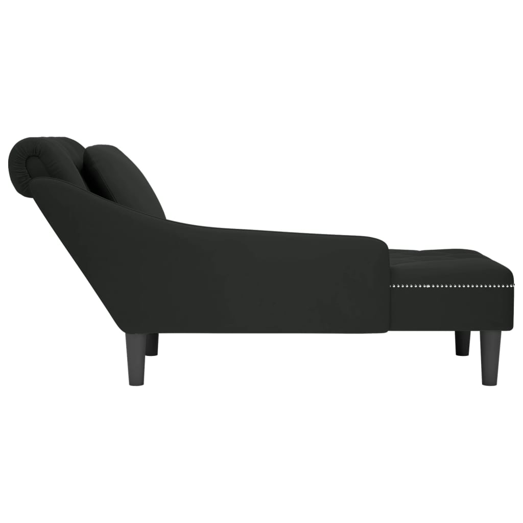Chaise lounge c/ almofada/apoio de braços direito veludo preto - Image 5