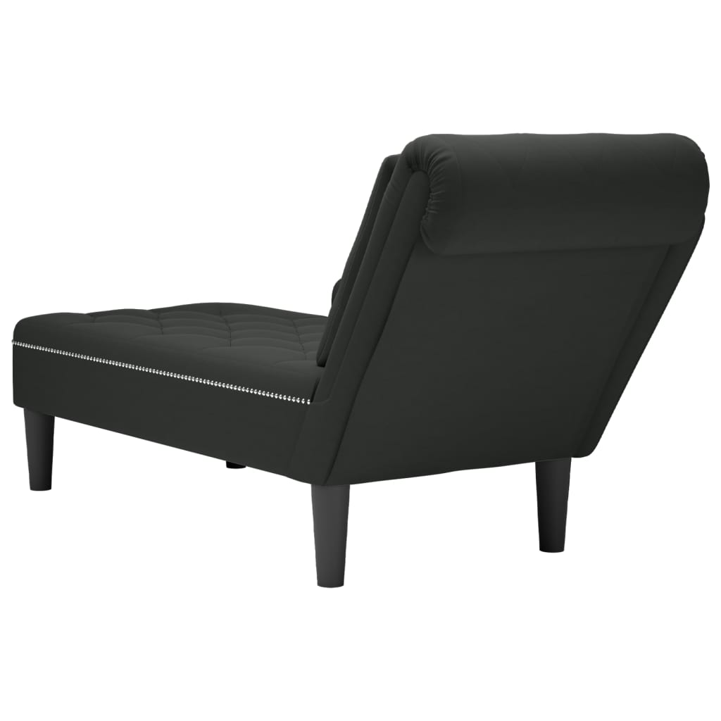 Chaise lounge c/ almofada/apoio de braços direito veludo preto - Image 6