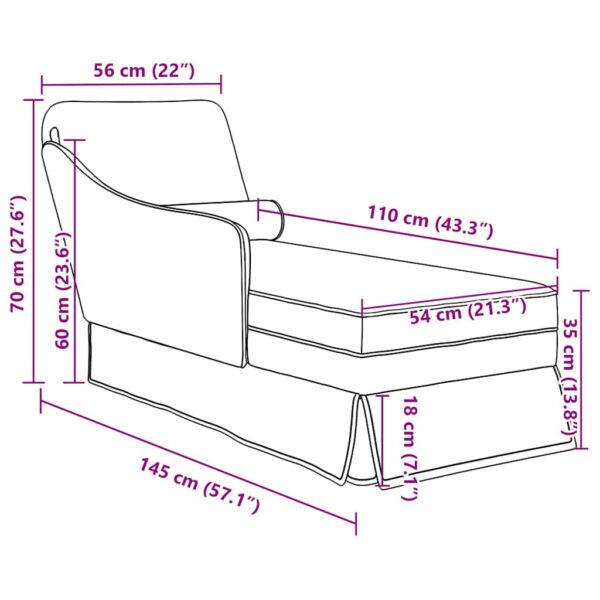 Chaise lounge c/ reforço/apoio de braços direito veludo - Image 9