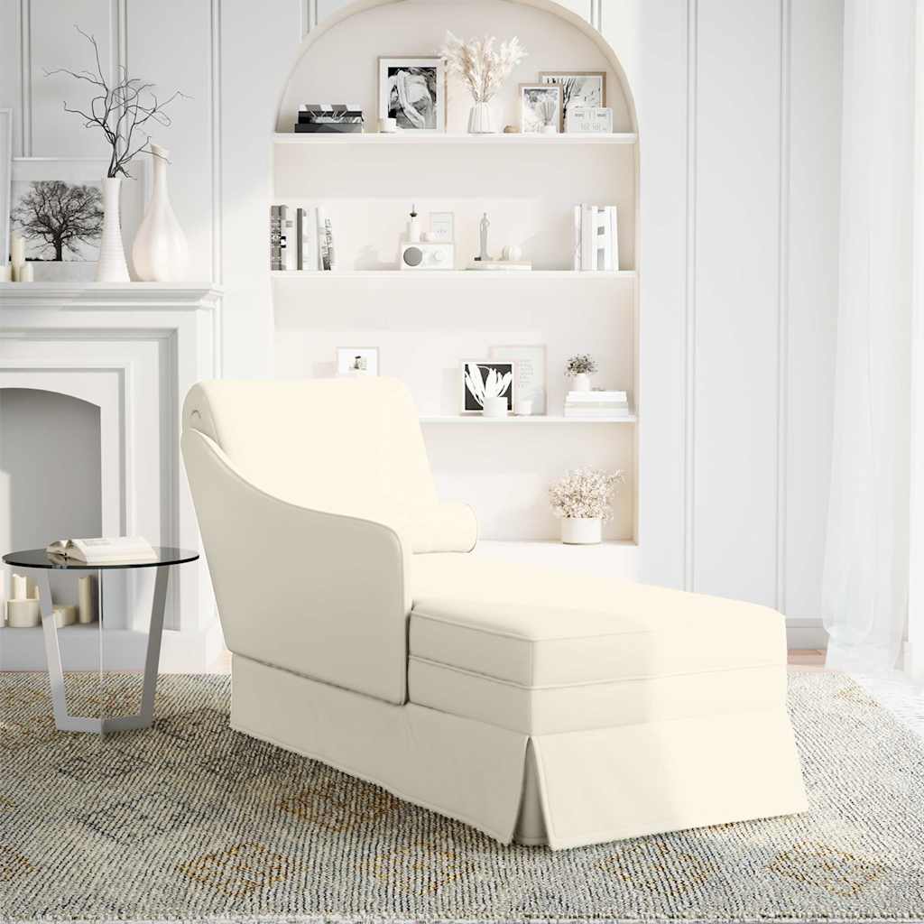 Chaise lounge c/ reforço/apoio de braços direito veludo creme - Image 2