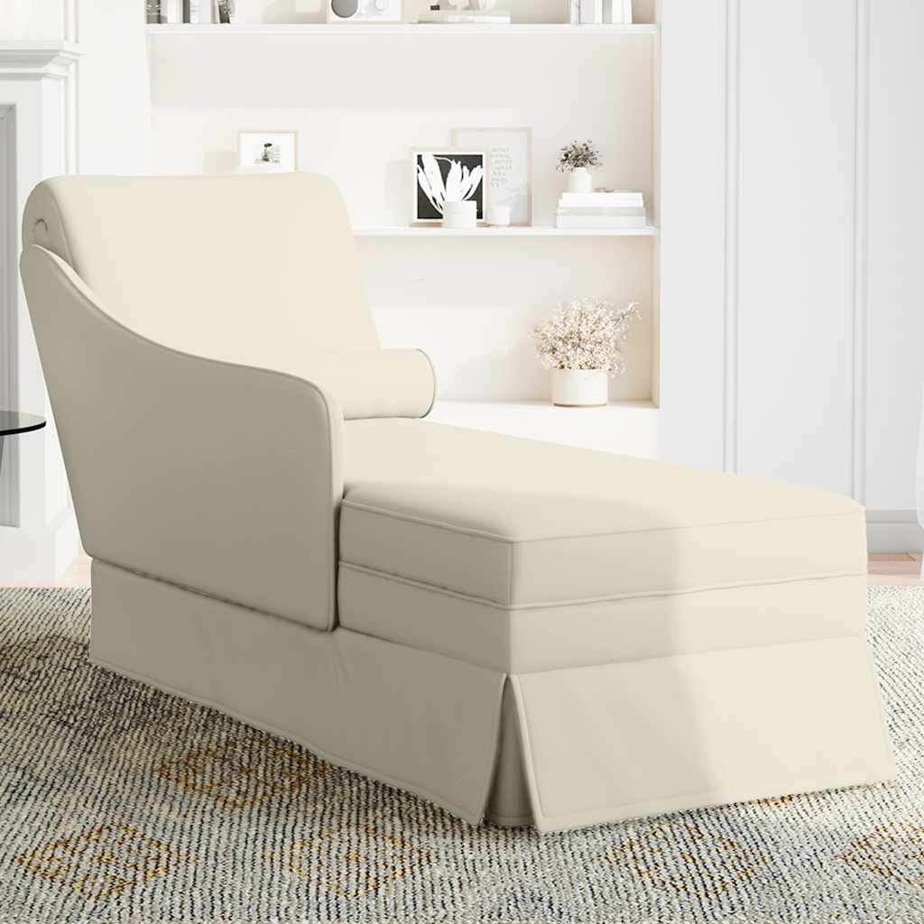 Chaise lounge c/ reforço/apoio de braços direito veludo creme - Image 3