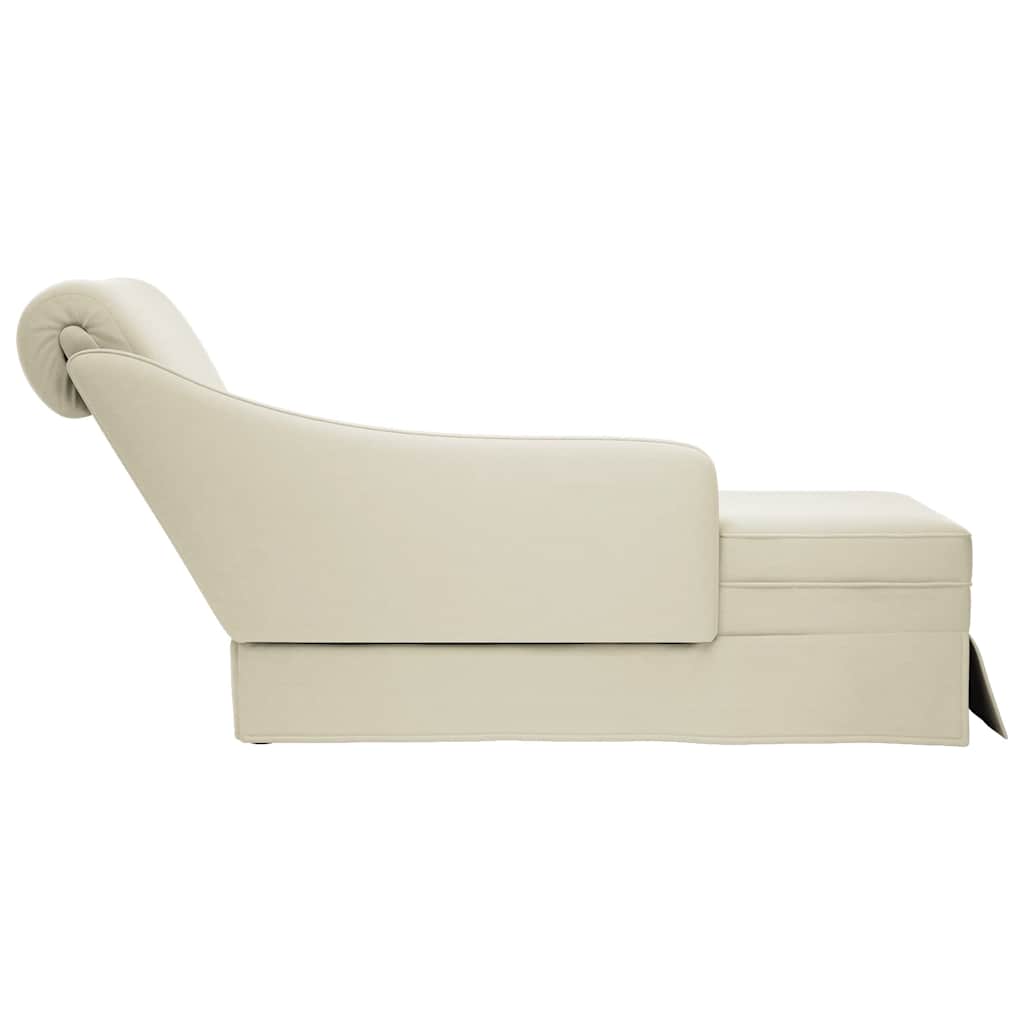 Chaise lounge c/ reforço/apoio de braços direito veludo creme - Image 5