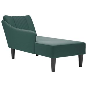 Chaise-longue com apoio de braço direito veludo verde escuro