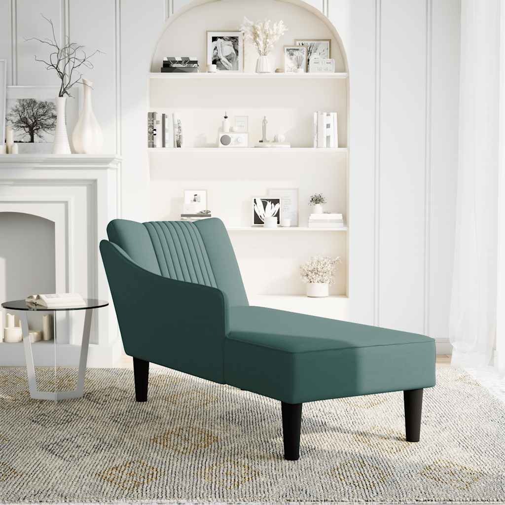 Chaise-longue com apoio de braço direito veludo verde escuro - Image 2