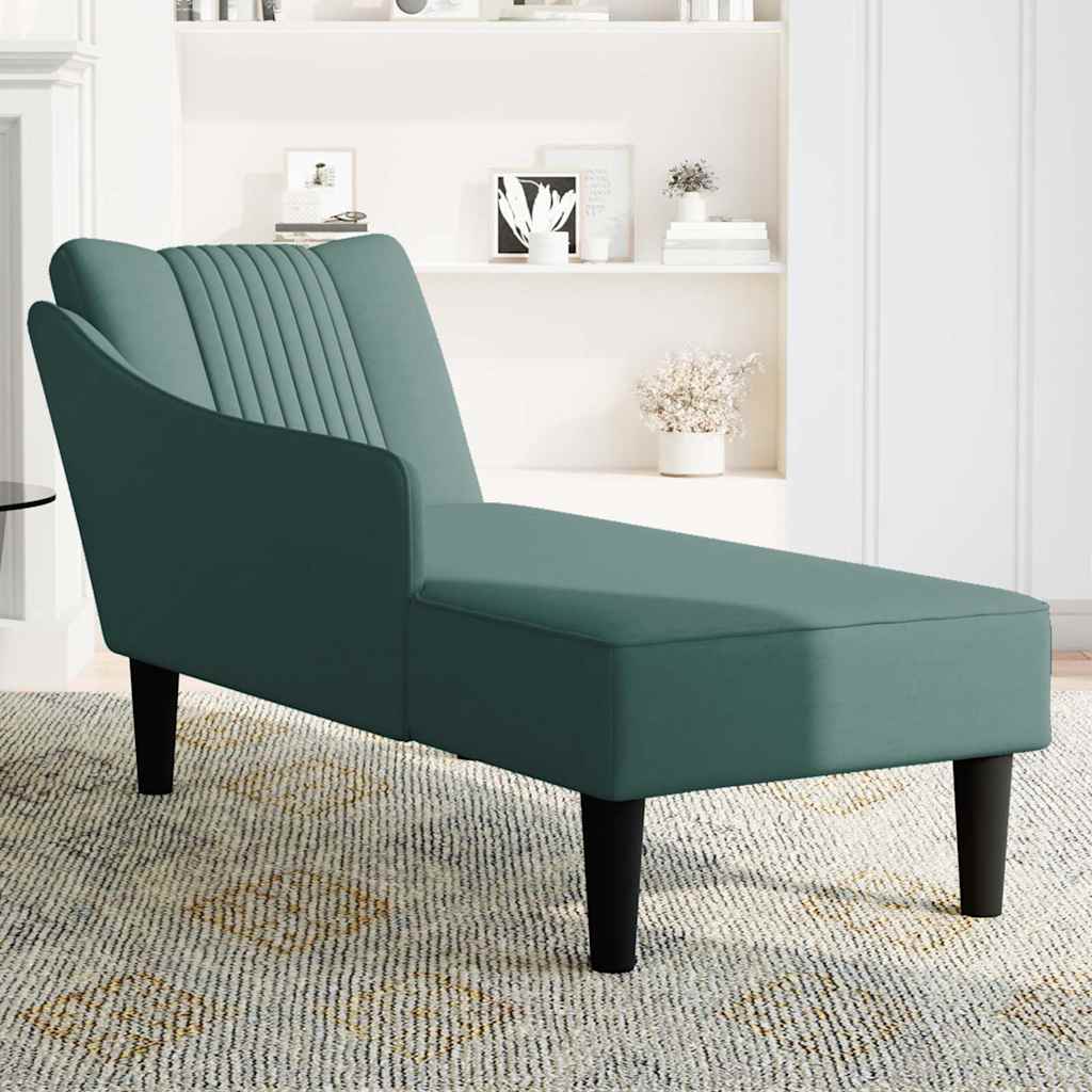 Chaise-longue com apoio de braço direito veludo verde escuro - Image 3