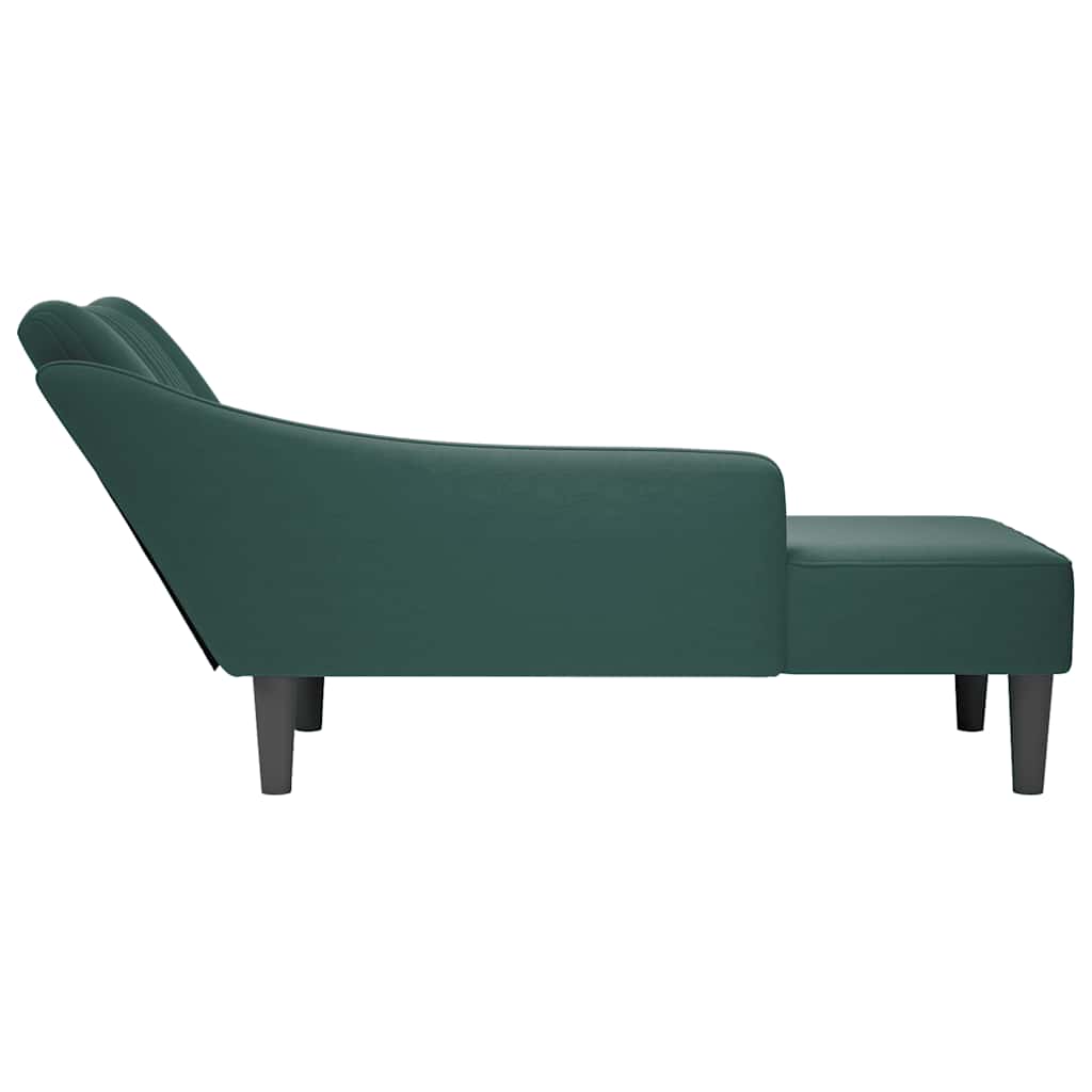 Chaise-longue com apoio de braço direito veludo verde escuro - Image 5