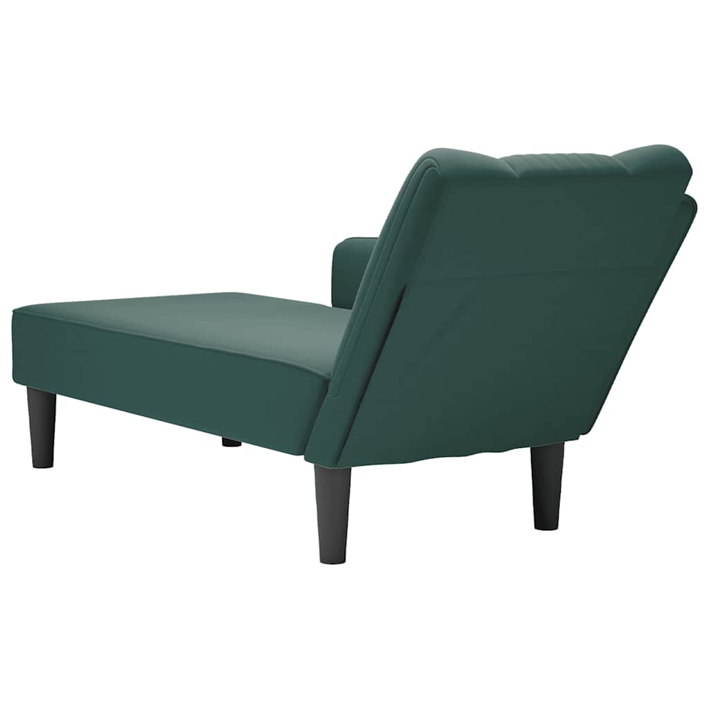 Chaise-longue com apoio de braço direito veludo verde escuro - Image 6
