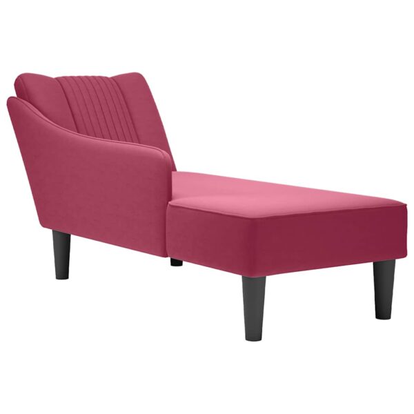 Chaise-longue com apoio de braço direito vinho tinto veludo