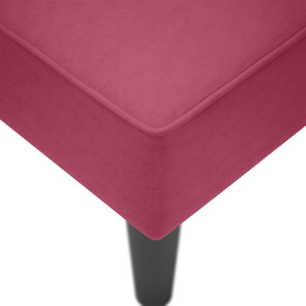 Chaise-longue com apoio de braço direito vinho tinto veludo - Image 7