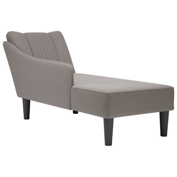 Chaise lounge com apoio de braço direito em tecido cinza