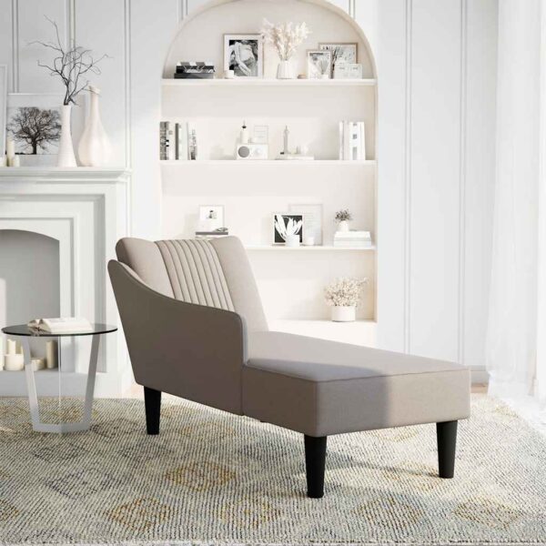 Chaise lounge com apoio de braço direito em tecido cinza - Image 2