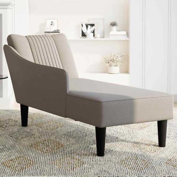Chaise lounge com apoio de braço direito em tecido cinza - Image 3